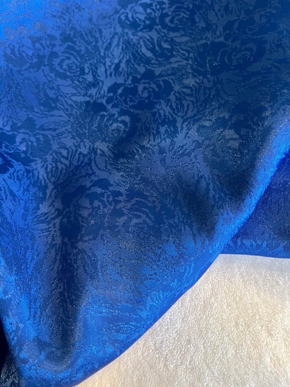Blue Jacquard Floral Fabric - Rich Sapphire Damask 3 yards